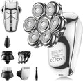 SHPAVVER Head Shavers for Bald Men: 5-in-1 Electric Razor - IPX7 Waterproof Shaving Grooming Kit for Balder - Turbo Speed & Precision Blades (White Silver)