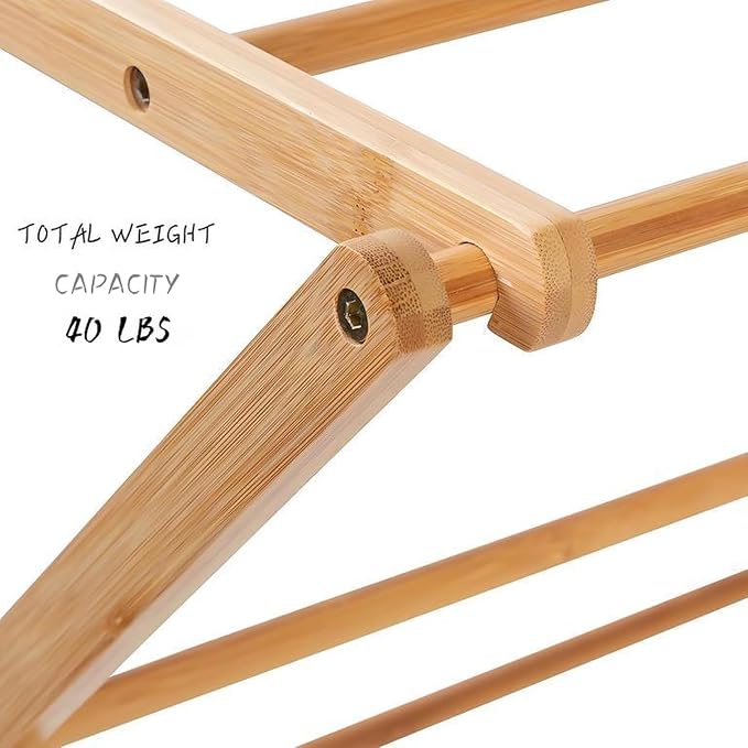 Collapsible Bamboo Drying Rack – Foldable Laundry Drying Stand for Indoor/Outdoor Use – Space-Saving Clothes Rack for Towels, Blankets & Delicates | Foldable Laundry Drying Stand for Indoor/Outdoor Use – Space-Saving Clothes Rack for Towels, Blankets &...