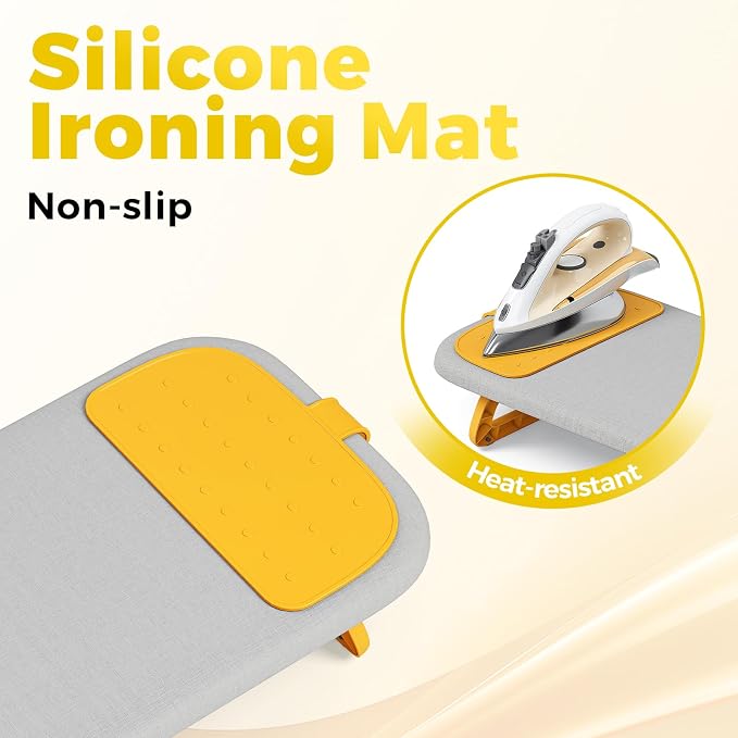 KINGBOARD Tabletop Ironing Board, Small Ironing Board with Iron Mat, Foldable Mini Iron Board, Easy Storage for Travel & Dorm, 12x32 Grey & Orange