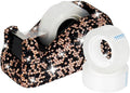 Buqoo Black Bling Rhinestones Tape Dispenser, Crystal Sparkly Handmade Diamond Desktop Tape Dispenser for Desk, Glitter Tape Holder Cutter for School Home N Office Supplies