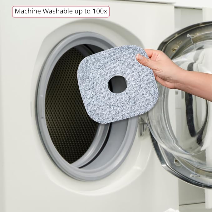 True & Tidy Square Spin Mop & Bucket System, 2 Machine Washable Pads, Rose