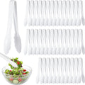 Tessco for you 50 Pcs Plastic Tongs for Serving Bulk, 9 Inch Plastic Disposable Serving Tongs, Heavy Duty Salad Tong for Kitchen, Buffet, BBQ, Events & Catering (White)