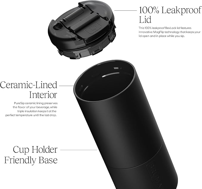 BrüMate Strova 18oz 100% Leakproof Insulated Coffee Mug | Ceramic-Lined Interior | Built-In Silicone Sleeve for Travel | Locking Flip Lid (Rose Taupe)