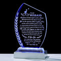 Best Birthday Gifts for Husband from Wife Unique Glass Plaque, Wedding Anniversary Meaningful Present To My Husband with Colorful Led Base for Christmas Valentines Fathers Day