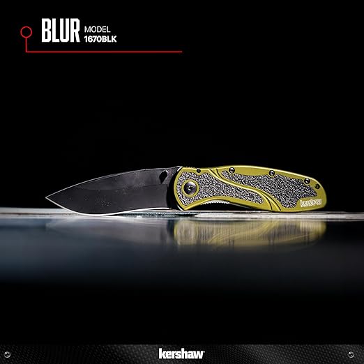 Kershaw Blur Pocket Knife, Black, 3.4 Inch Recurve Blade