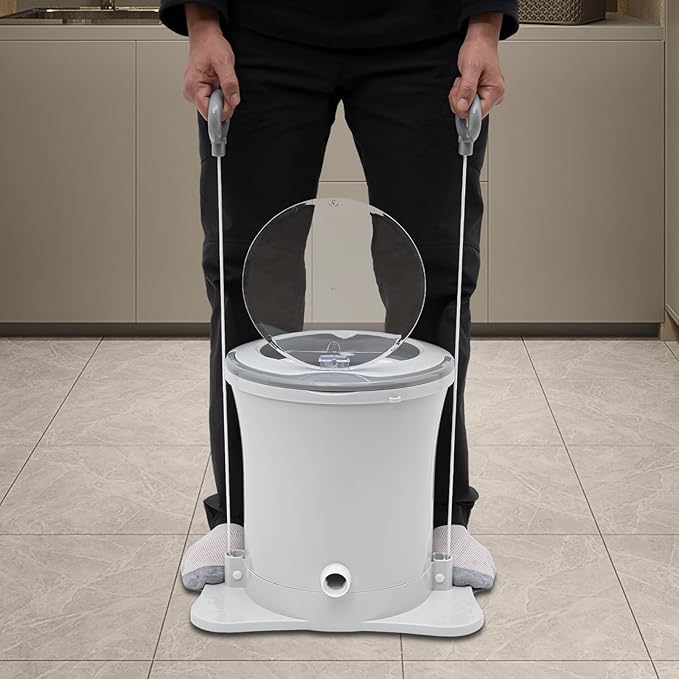 2.4Gal Manual Clothes Dryer Portable Mini Dryer for Clothes, Foot Powered Compact Spin Dryer Machine, Non Electric Laundry Dryer for RV, Camping, School, Apartment, Dorm (White)