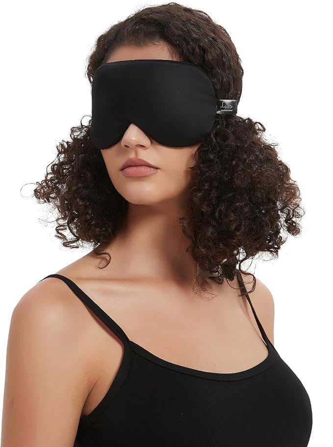 Alaska Bear Sleep Mask Silk Eye Cover with Shaped Pad, Machine Washable | Pressure-free Sleeping, Foam Insert, Upgrade Contour Over Conventional Flat Satin Eye Masks