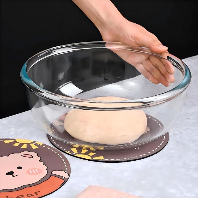 Large Borosilicate Glass Mixing Bowls, Set of 2 (6.4QT, 3.7QT) - Heavy-Duty, Stackable & Lead-Free. Oven, Microwave, Dishwasher & Freezer Safe. Ideal for Sourdough, Baking, Prepping, Serving.