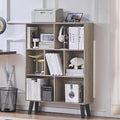 LEYAOYAO Cube Bookshelf, Mid-Century Modern Book Shelf with Legs,Retro Grey | 3 Tier Bookcase, Rustic Wood Bookshelves Freestanding Small Storage Organizer, Open Shelves for Bedroom, Living Room, Office