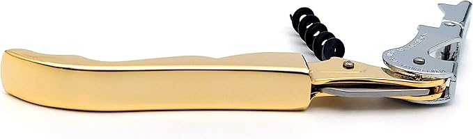 Pulltap's Genuine Classic 500 Waiter's Corkscrew – Double-Hinged Wine Key with Hinged Foil Cutter – Patented Design – Made in Spain – Gold (Oro – 24K Flash Gold)
