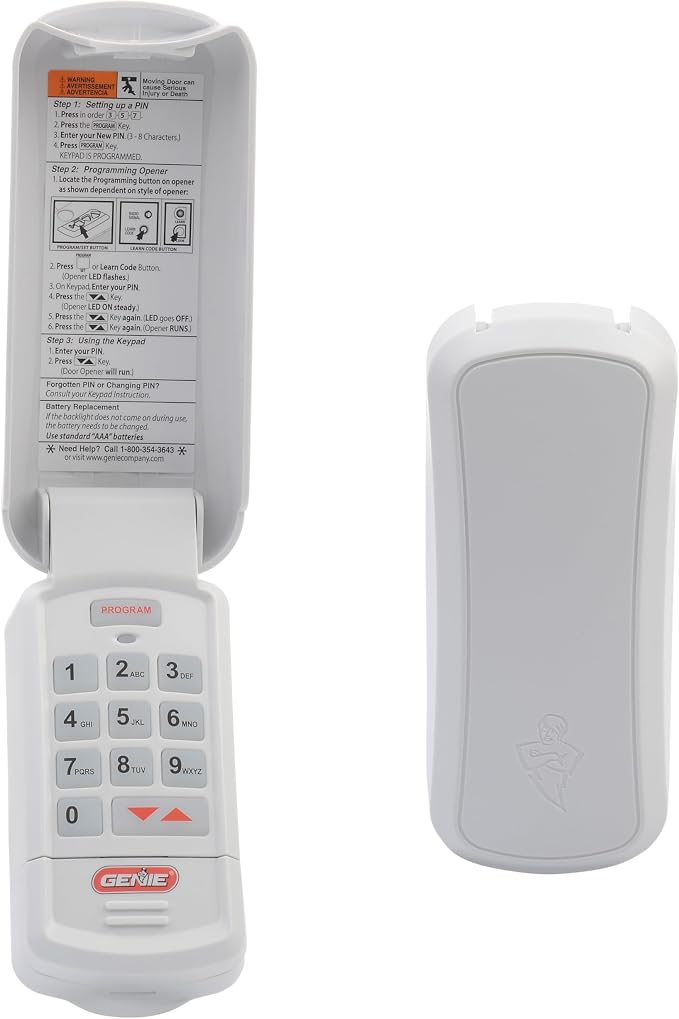 Genie Garage Door Opener Wireless Keyless Keypad - Safe & Secure Access - Compatible with All Genie Intellicode Garage Door Openers - Easy Entry into the Garage With a PIN - Model GK-R, White | Wireless Installation, Compatible with all Genie Intellico...