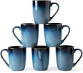 MONITO 14oz Ceramic Coffee Mugs Set of 6,Ice-Snow Blue Mugs with Handle | Perfect for Latte, Cappuccino, Tea & Cocoa, Ideal Reusable Drinking Cups for Home, Kitchen & Office Daily Use