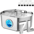 Cat Water Fountain Stainless Steel - 7L/236oz Cat Drinking Fountain | Dog Water Fountain Inside - Automatic Dog Watering Dispenser Bowl - Large Capacity for Multiple Pets (7 Filters)