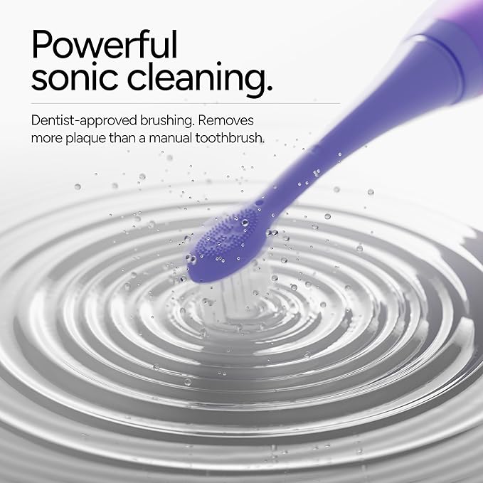 ORDO Sonic+ Electric Toothbrush for Adults, Advanced Tech, 4 Brushing Modes, Fast Rechargeable, Sonic Toothbrushes Over 4 Weeks Battery Life, Silicone Polishing Element, USB Charger, Pearl Violet