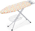 BKTD Ironing Board, Heat Resistant Cover Iron Board with Steam Rest, Non-Slip Foldable Ironing Stand. Heavy Sturdy Metal Frame Legs Iron Stand(13 * 34 * 53 Inches) (Geometric White)