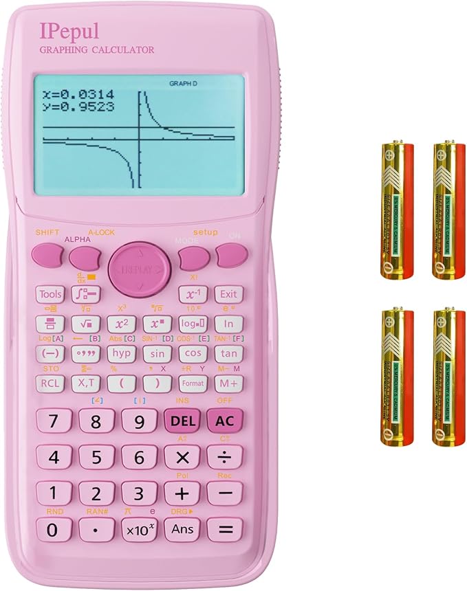 Graphing Calculator,IPepul Scientific Calculators 10 Modes /4 Graphing Functions,Desktop Math Calculator for College Students,School Supplies for Middle High School Teachers Office（Pink）