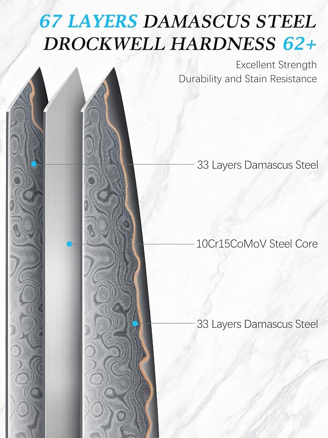 HOSHANHO 4" Damascus Paring Knife, 67-Layer Damascus Steel Fruit Knife | Ultra Sharp Professional Small Kitchen Knives with Ergonomic Blue Resin Stabilized Wood Handle and Wood Gift Box