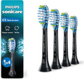 Philips Sonicare C3 Two-in-One - Genuine Replacement Electric Toothbrush Heads, Black, 4 Pack One Year Supply, HX9044/95