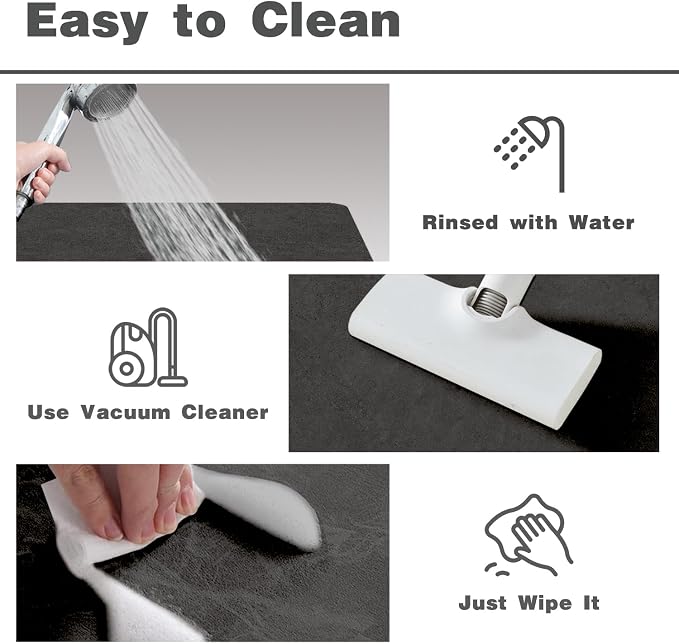 TYUU Black Bath Mat, Bathroom Rugs Non Slip Washable Thin Absorbent Quick Dry Bath Mat Fits Under Door Bathroom Floor Mat Perfect for Bath, Shower, or Sink 20"x30" Black
