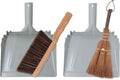 Metal Dust Pan and Brush Set Wooden Hand Broom, Handheld Dustpan for Fireplace, Garage, Workshop, 9" Wide