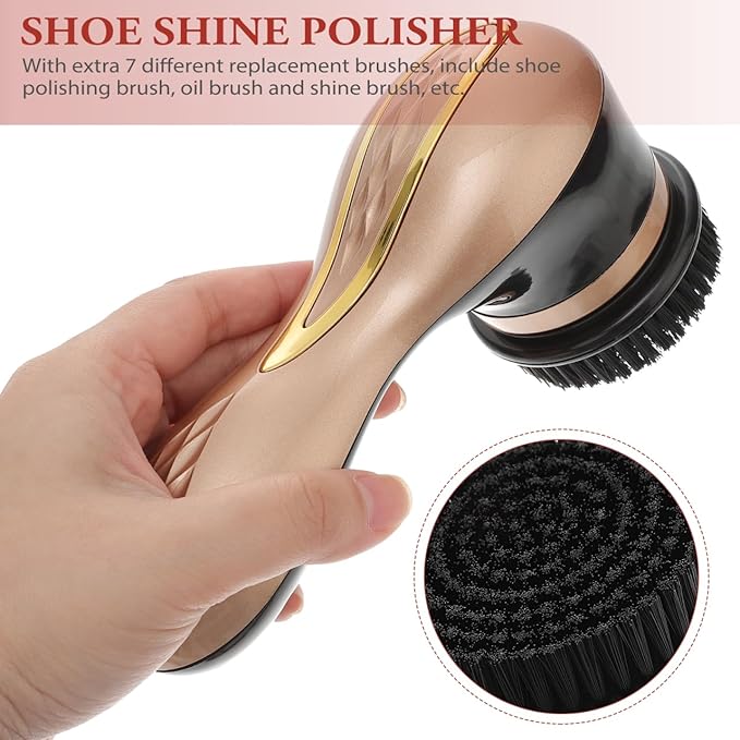SOLUSTRE Electric Shoe Shine Kit - Mini Portable Handheld Shoe Cleaner with Brush & Polisher for Leather Bag Sofa