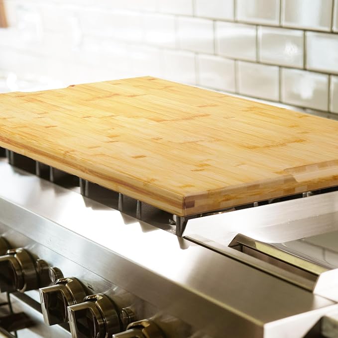 Utoplike Extra Large Cutting Board, 30x20in Butcher Block with Juice Groove | Premium Bamboo Chopping Boards, Wood Stove Top Cover, Over the Sink for Turkey, Meat, Vegetables, 1"Th