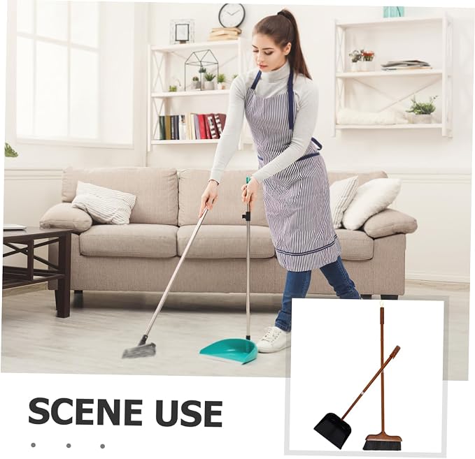 Unomor Standing Dustpan and Broom Set Handle Brush for Home Efficient Dog Hair Cleaning Tool