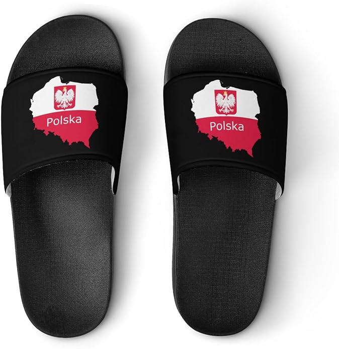 Polska Poland Eagle Flag Polish Slippers House Slides Shower Sandals Shoes | Non Slip Quick Drying Bathroom Indoor