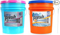 Ultra Fresh 6X Platinum Laundry Detergent, 5 Gallon, Bundled with Spring Fresh Fabric Softener and Pump, Up to 640 Loads, Orange/Blue