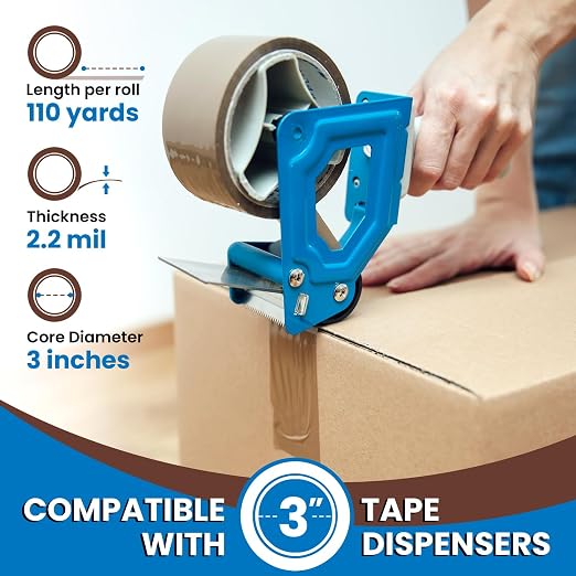 Lifetime Supplies 36 Rolls [Upgraded] 2" Brown Premium Packing Tape, 110 Yards, 2.2 mil, Heavy Duty Packaging Tape for Shipping, Moving, Sealing - Stronger & Thicker
