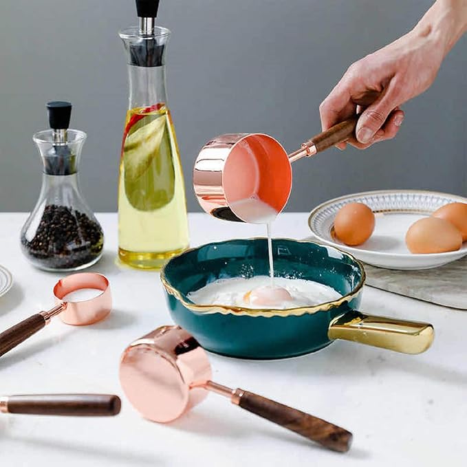 Measuring Cups and Spoons Set, TeenGo Stainless Steel Measuring Cups and Spoons Set for Dry, Liquid Ingredients with Wooden Handle Used for Cooking & Baking, Set of 8