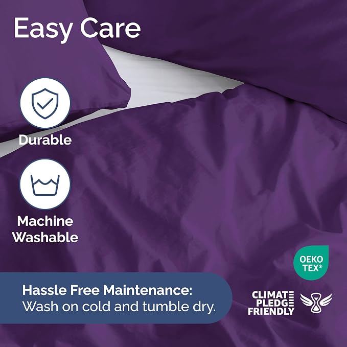Duvet Cover Full Size Set - Extra Soft Full Duvet Cover 80" x 90" with 2 Pillow Shams for Women, Men, Kids & Teens - Hotel Luxury, Easy-Care w/ Zipper Closures & Ties - Comfy and Breathable (Purple)