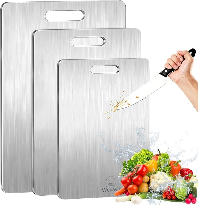 304 Stainless Steel Cutting Board Set,Cutting Boards Non Toxic | Metal Cutting Boards for kitchen, Dishwasher Safe, Chopping Boards for Meat Vegetable Fruit(15"x 11",13"x 9",10"x 6")