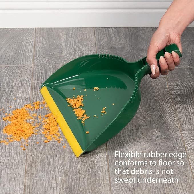 Pine-Sol Jumbo Dustpan, 13.2” | Heavy Duty Dust Pan with Rubber Edge | Clip-On Design Attaches to Standard Broom Sticks