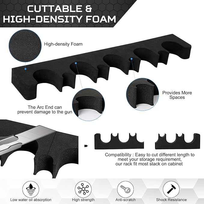 OCQOTAT Gun Rack for Gun Storage, Gun Safe Accessory for Shotguns, Gun Holder in Gun Cabinet, Shotgun Rest, Foam Material with Magnetic Strip and Hook Strip, Gifts for Hunters