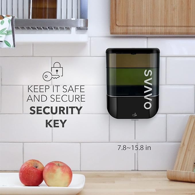 SVAVO Automatic Soap Dispenser Touchless, Hand Sanitizer Dispenser Wall Mount, Electric Sensor Battery Operated for Offices Home Kitchen Bathroom Hotel Restaurant Commercial, 34oz/1000ml Black