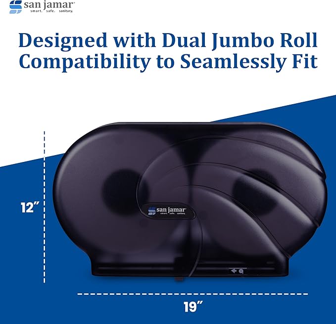 SJMR4090TBK - San Jamar Oceans Twin 9amp;quot; JBT Toilet Tissue Dispenser