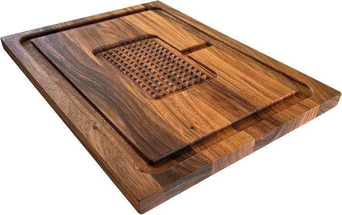 Ironwood Gourmet Hudson Carving Board, 15" x 20" Acacia Wood Cutting Board with Grip Pad and Juice Well