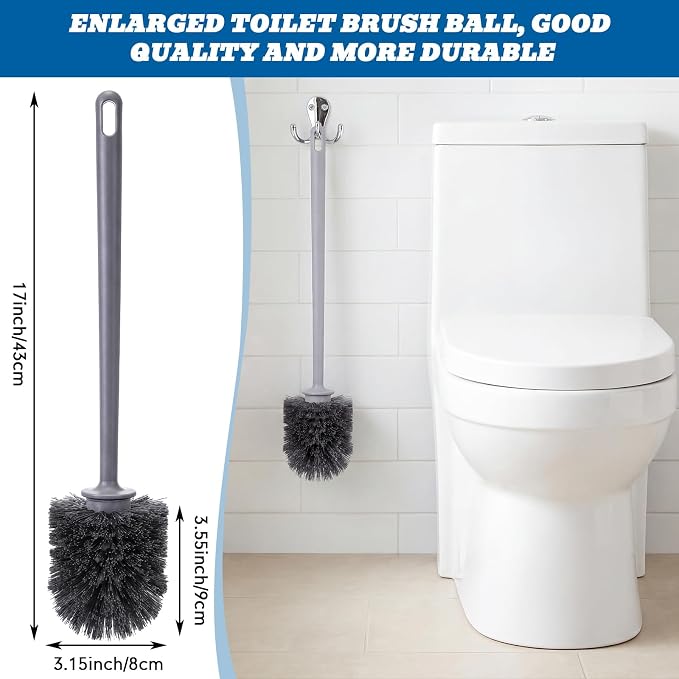 Reallnaive 24 Pack Toilet Brush Bulk, Commercial Heavy Duty Professional Toilet Bowl Cleaning Brush for Bathroom, Restroom Maintenance Cleaning Supplies (Grey)