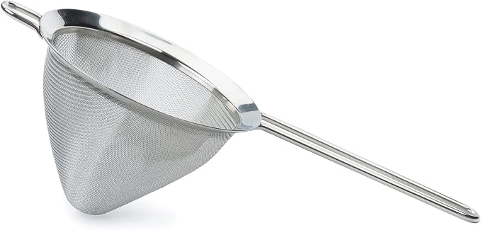 RSVP International Endurance Kitchen Collection, Stainless Steel Fine Mesh Conical Sieve/Colander, Multi-Purpose for Cooking, Baking, Loose Leaf Tea, Bar Strainer Cocktails, 6.25-Inch