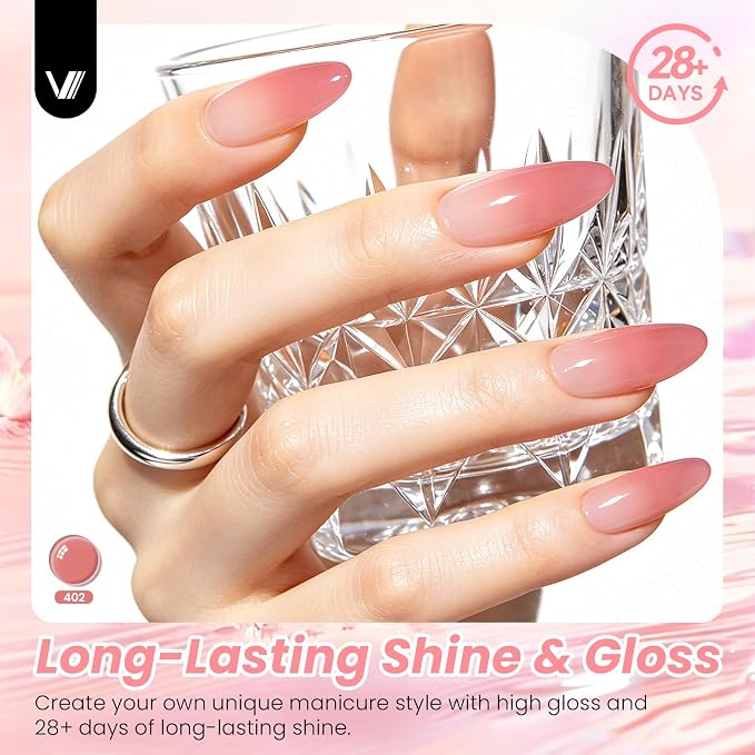 VANREESA 24Pcs Jelly Gel Nail Polish Set -Soft Milky White Nude Pink Red Brown Jelly Translucent Gel Polish Colors with Base Coat 4 Top Coats Neutral Colors All Seasons Nail Polish Set Gifts for Women