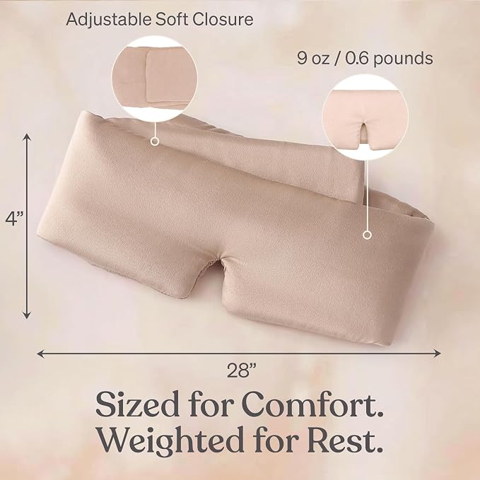 Baloo Silk Weighted Sleep Mask (Petal - 0.6 lb) | Light Blocking & Sound Muffling Eye Mask for Sleeping | Cool, Soft & Comforting