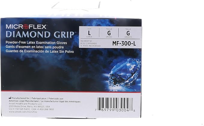 Ansell MICROFLEX Diamond Grip MF-300 Exam Standard Gloves - Size L, Natural (Bundle of 200)