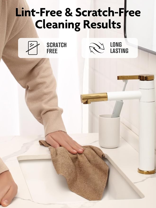 Fantasticlean Microfiber Cleaning Cloth Roll -150 Pack, Tear Away Microfiber Towels, 12" x 12", Reusable, Washable, Ultra Absorbent Dishcloth for All-Around Cleaning Supplies (Tan & Beige)