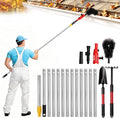 13FT Gutter Cleaning Tools from Ground, 6-in-1 Brush & Rake Kit | No Climbing Needed. Dual Universal Clamps for Any Angle. 13FT Extension Poles. Gutter Cleaner Tool with Scoop, Rake & Brush.