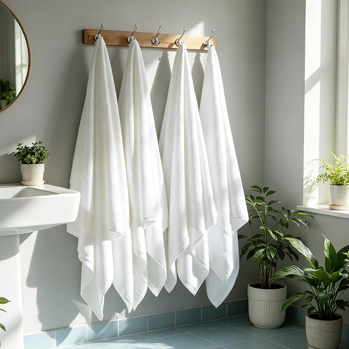 COZYART Luxury Bath Towel Set 6 Pcs White 100% Turkish Cotton 650 GSM | OEKO-Tex 100 Certified Zero Twist Ring Spun, Soft Absorbent Quick Dry, Plush Fluffy, Breathable Hotel Quality for Daily Use