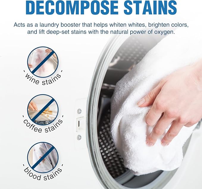 Sodium Percarbonate – Oxygen Bleach Powder & Laundry Booster – Multi-Purpose Cleaner for Stain Removal, Whitening, Deodorizing – Chlorine-Free (10LB)