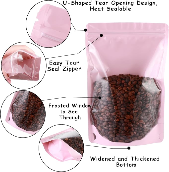 150 Pcs 4x6 Mylar Bags for Food Storage Mylar Bags with Window Stand Up Pouches Small Resealable Smell Proof Bags Freeze Dried Candy Packaging Bulk