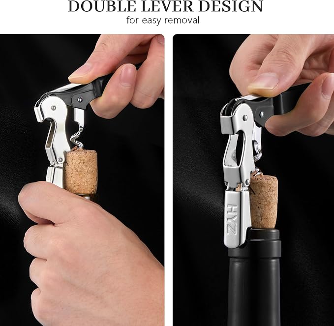 HYZ Wine Openers Bulk 20-Pack for Bartender, Waiter Corkscrew-Black | Wine Keys for Severs, Commercial Grade Stainless Steel Double-Hinged Corkscrews with Foil Cutter