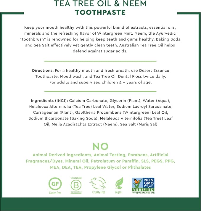 Tea Tree Oil & Neem Wintergreen Toothpaste (6pk)